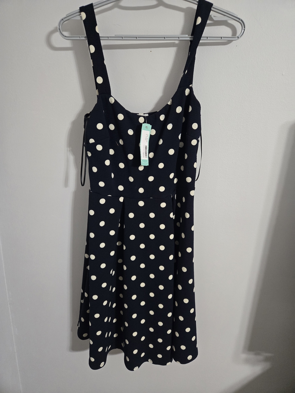 Kaileigh Navy and Ivory Polka Dot Midi Dress